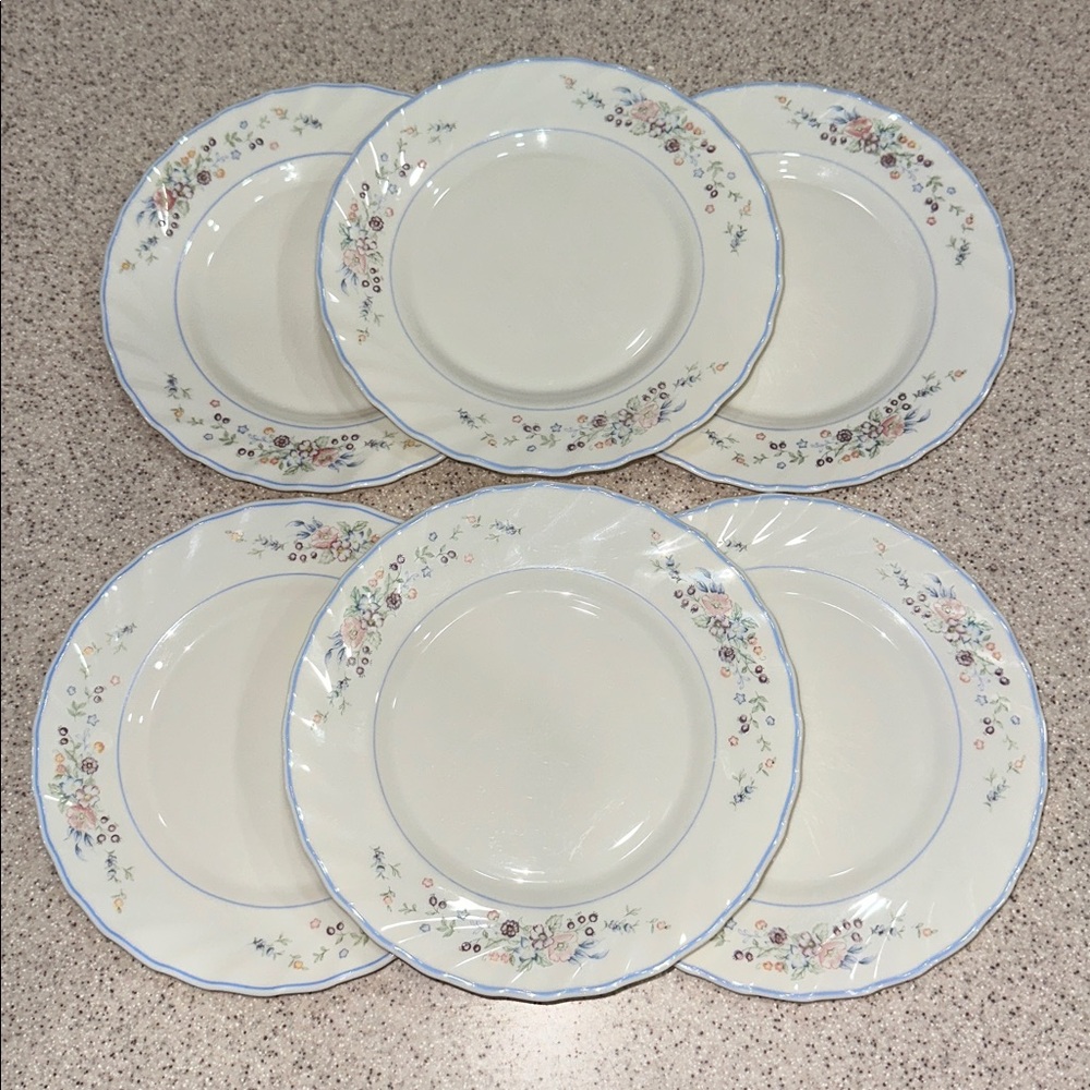 Vintage France Arcopal Victoria French Floral Salad Plates Set of 6
